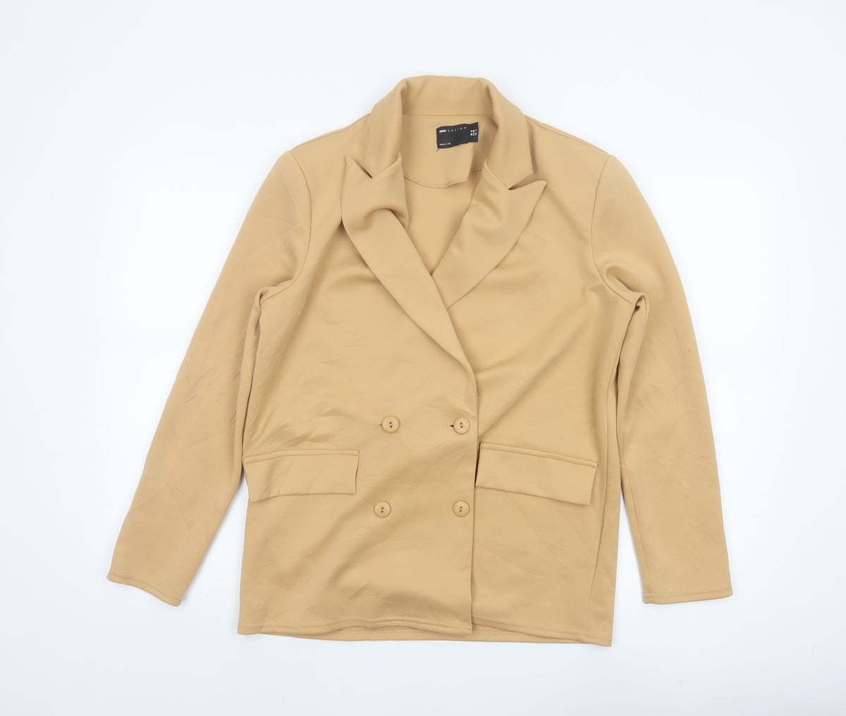 ASOS DESIGN Women’s Beige UK 10 Double-Breasted Stretch Blazer