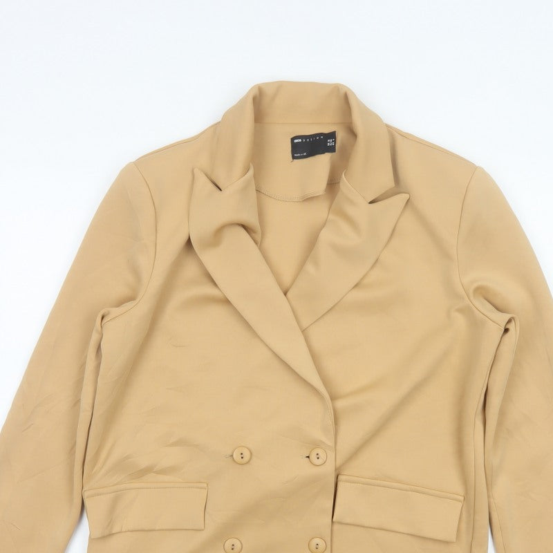 ASOS DESIGN Women’s Beige UK 10 Double-Breasted Stretch Blazer