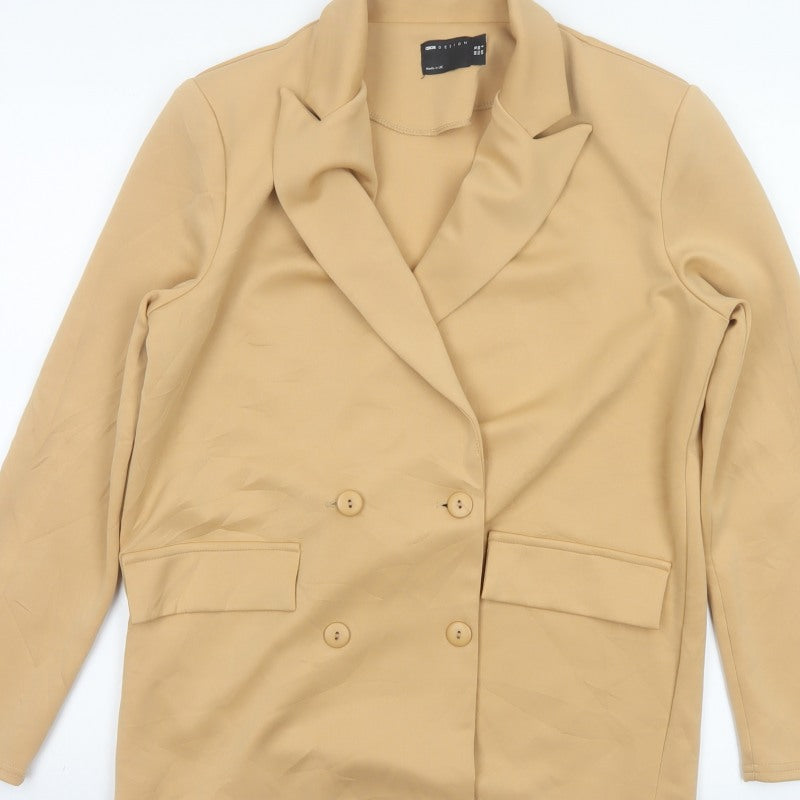 ASOS DESIGN Women’s Beige UK 10 Double-Breasted Stretch Blazer