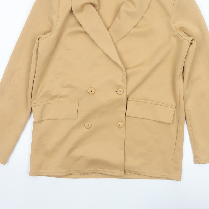ASOS DESIGN Women’s Beige UK 10 Double-Breasted Stretch Blazer