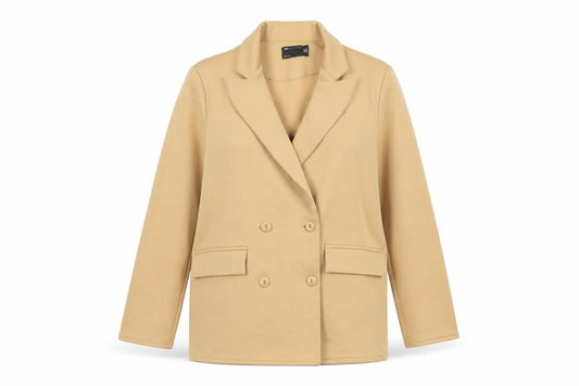 ASOS DESIGN Women’s Beige UK 10 Double-Breasted Stretch Blazer