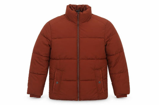 M&S Men’s Brown Small Puffer Jacket Quilted Insulated Full Zip