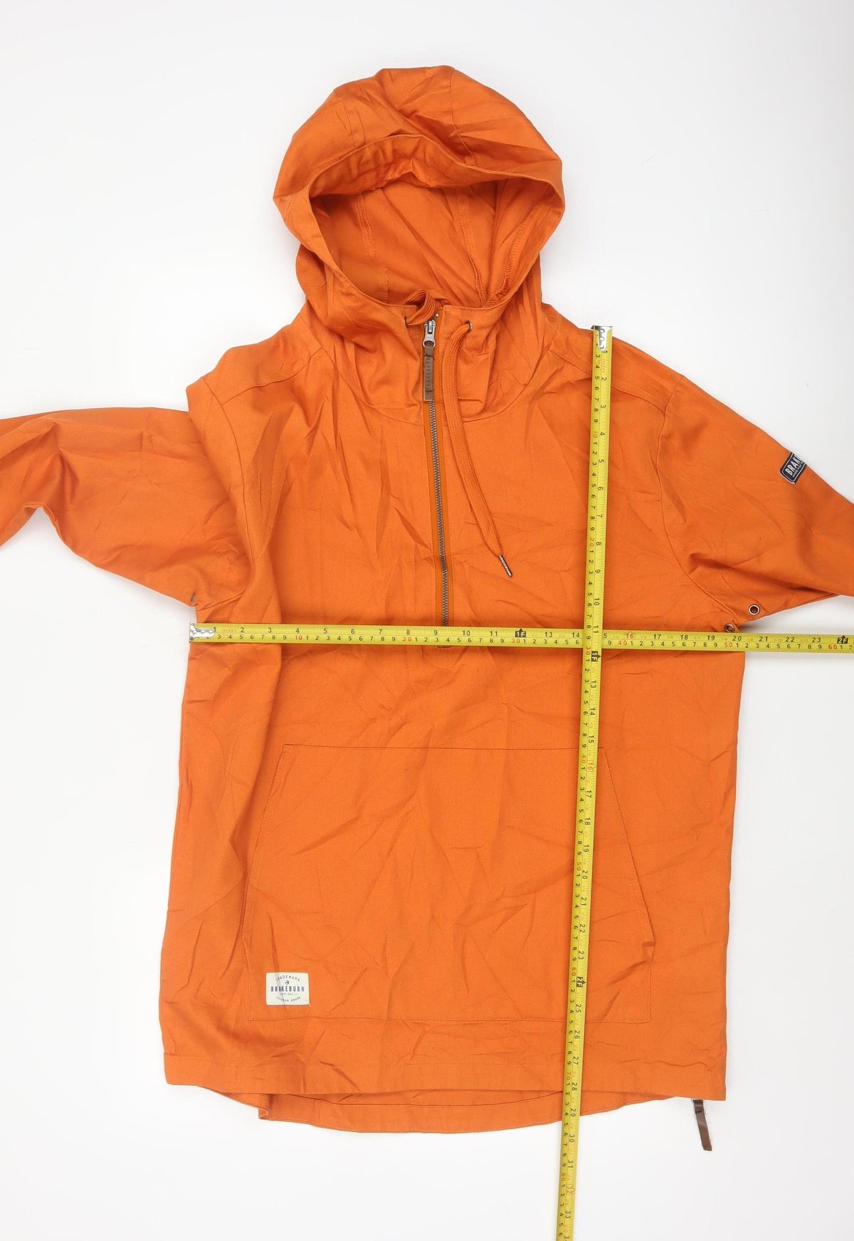 Brakeburn Men’s Orange M Hooded Cotton Anorak 1/4 Zip Jacket
