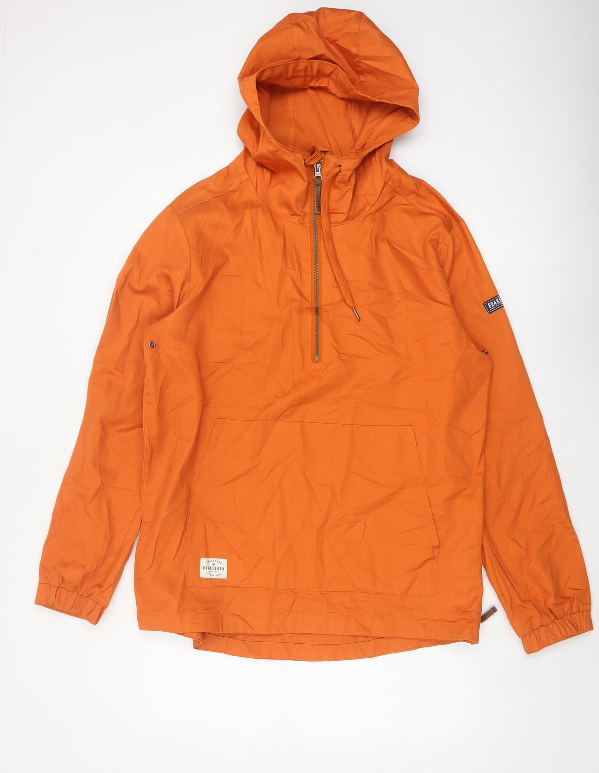Brakeburn Men’s Orange M Hooded Cotton Anorak 1/4 Zip Jacket