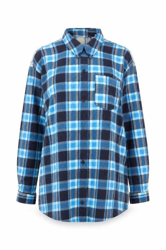 Collusion Women’s Blue Plaid Reversible Button-Up Shirt UK 14 Long Sleeve