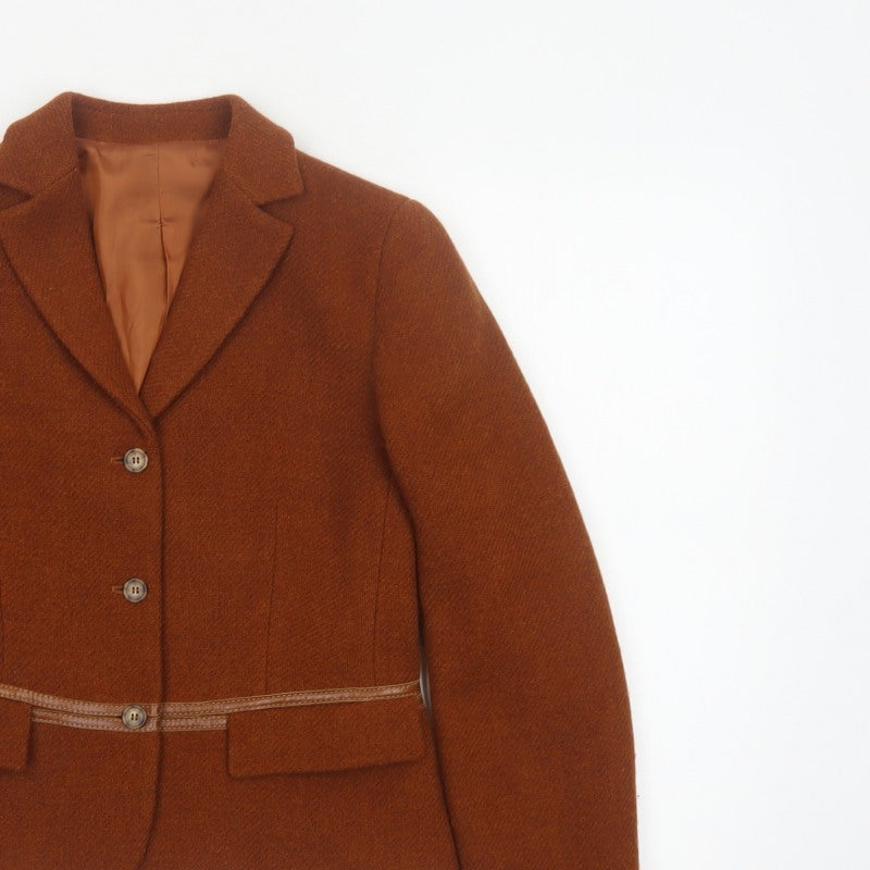 Henry Cotton's Women Brown Size 40 Virgin Wool Tailored Blazer Jacket