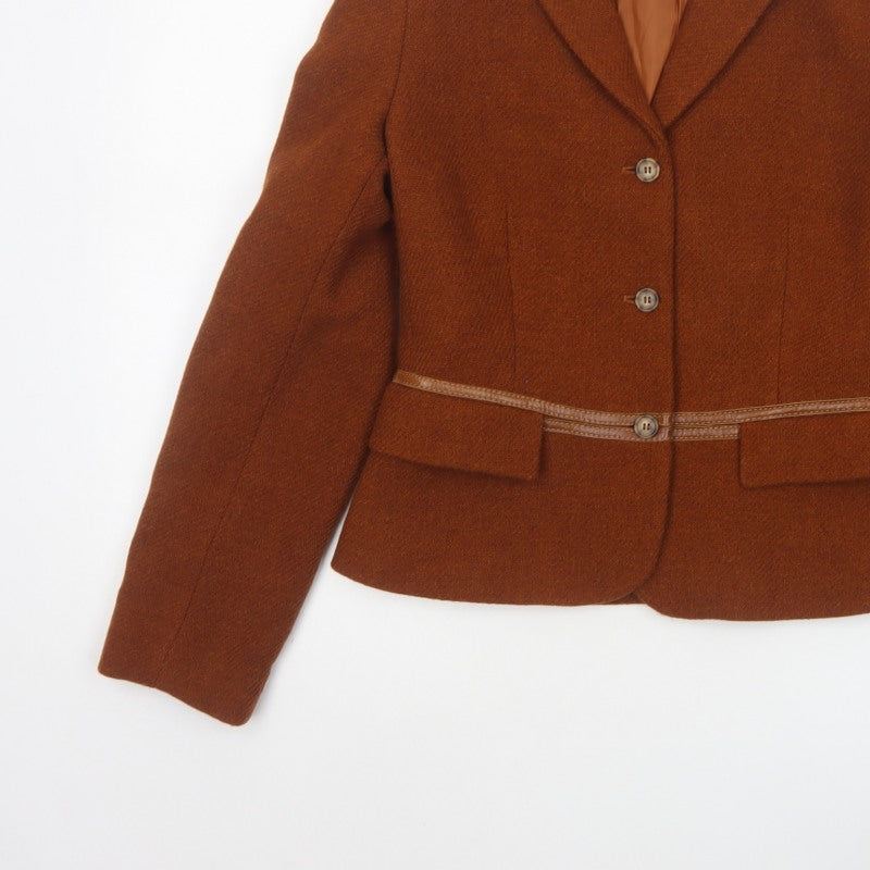 Henry Cotton's Women Brown Size 40 Virgin Wool Tailored Blazer Jacket