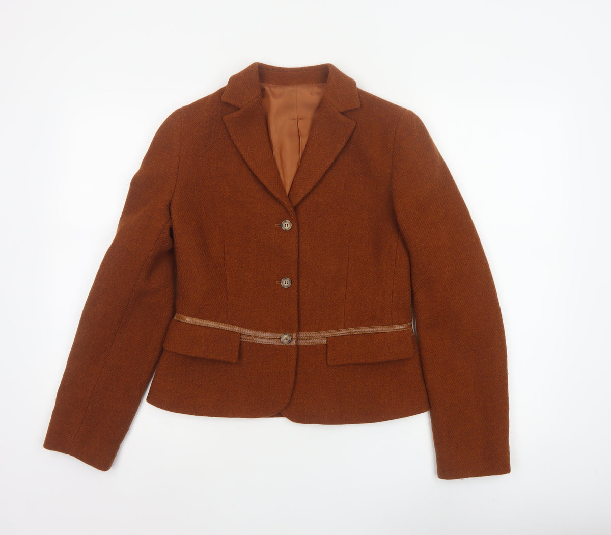 Henry Cotton's Women Brown Size 40 Virgin Wool Tailored Blazer Jacket
