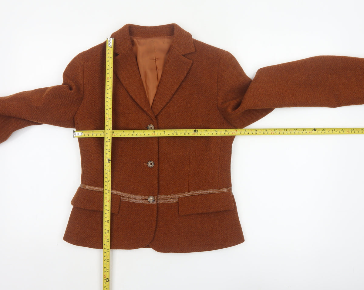 Henry Cotton's Women Brown Size 40 Virgin Wool Tailored Blazer Jacket