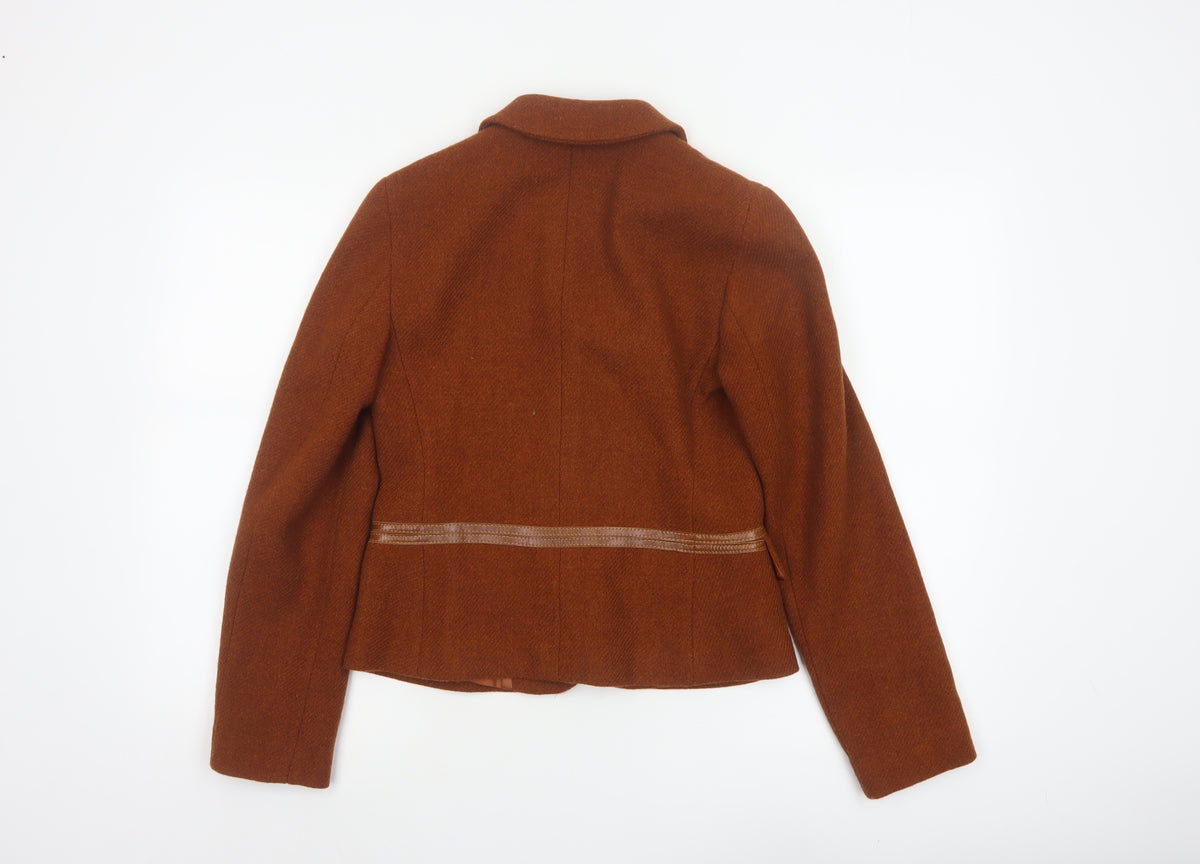 Henry Cotton's Women Brown Size 40 Virgin Wool Tailored Blazer Jacket