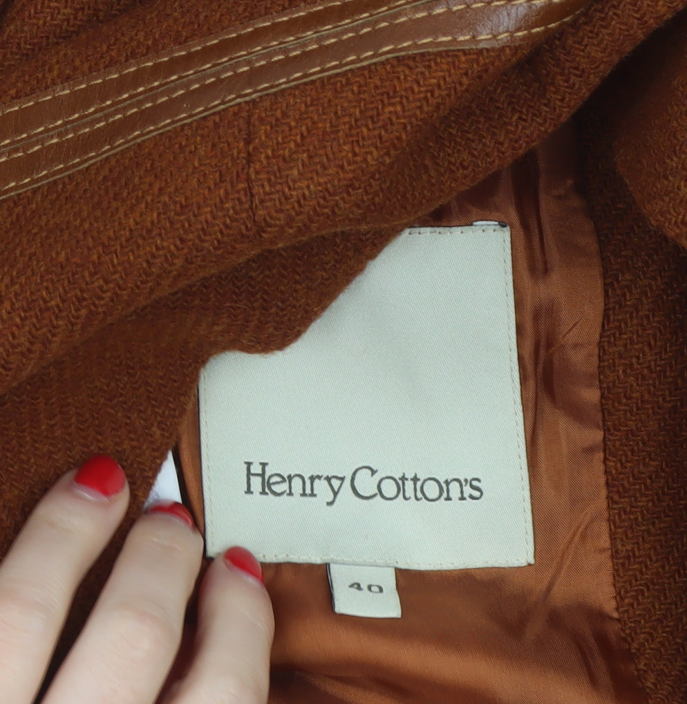 Henry Cotton's Women Brown Size 40 Virgin Wool Tailored Blazer Jacket