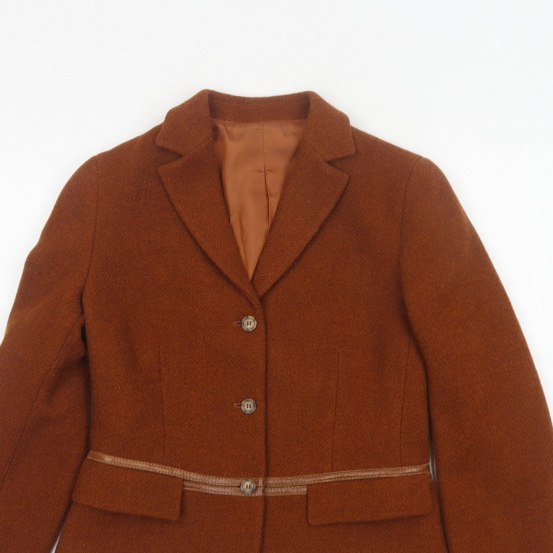 Henry Cotton's Women Brown Size 40 Virgin Wool Tailored Blazer Jacket
