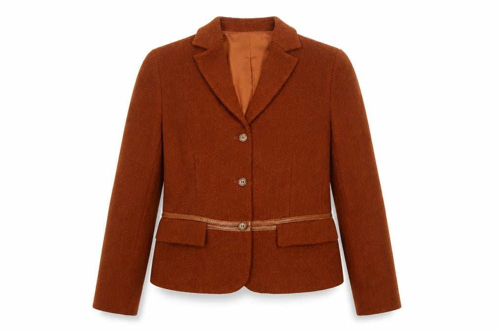 Henry Cotton's Women Brown Size 40 Virgin Wool Tailored Blazer Jacket