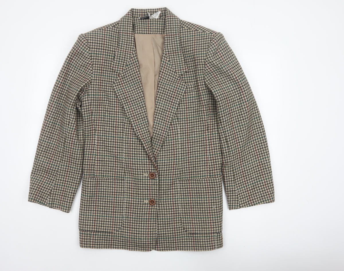 Modern Essentials Women’s Beige UK 12 Houndstooth Wool Blend Blazer