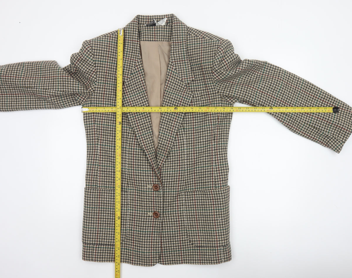 Modern Essentials Women’s Beige UK 12 Houndstooth Wool Blend Blazer