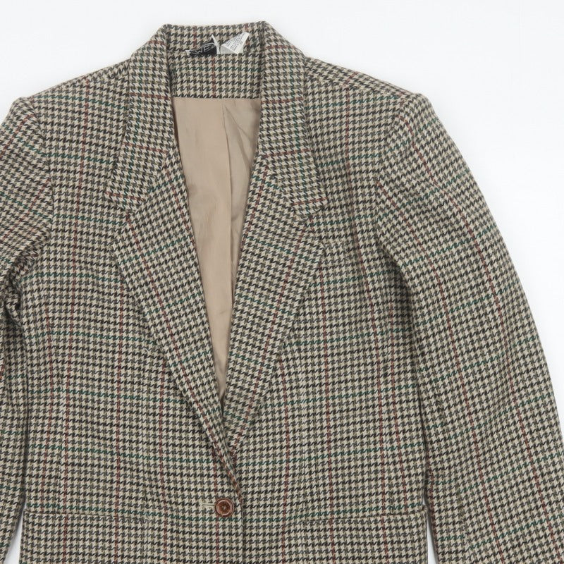 Modern Essentials Women’s Beige UK 12 Houndstooth Wool Blend Blazer