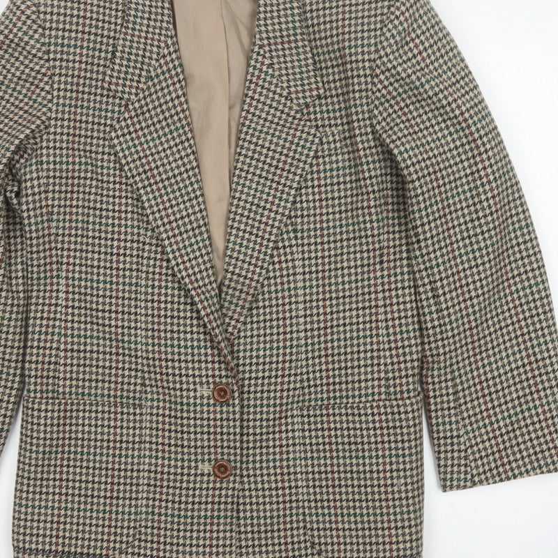 Modern Essentials Women’s Beige UK 12 Houndstooth Wool Blend Blazer