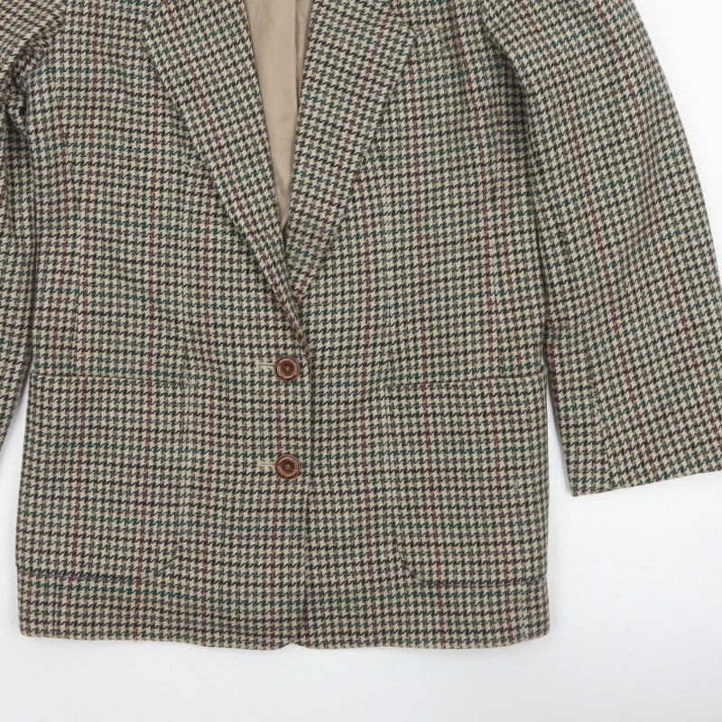 Modern Essentials Women’s Beige UK 12 Houndstooth Wool Blend Blazer