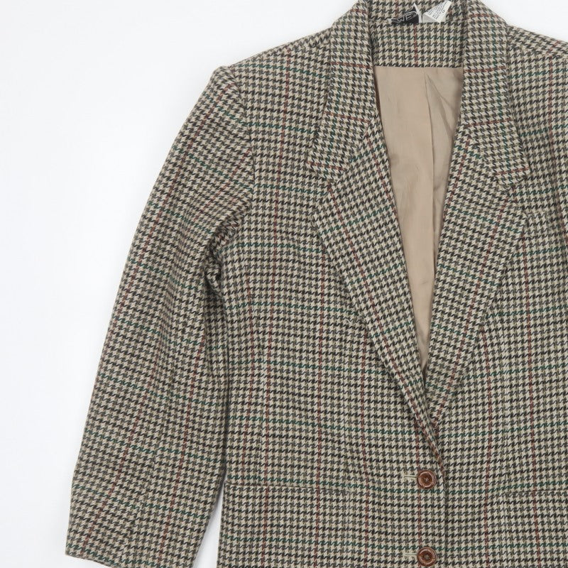 Modern Essentials Women’s Beige UK 12 Houndstooth Wool Blend Blazer