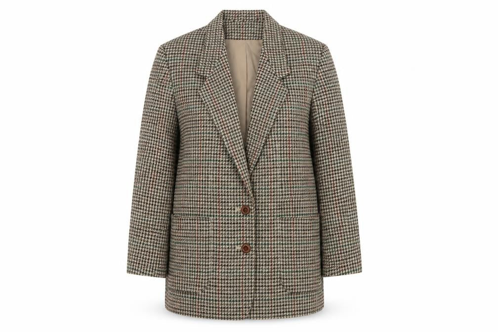 Modern Essentials Women’s Beige UK 12 Houndstooth Wool Blend Blazer