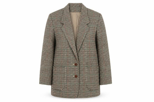 Modern Essentials Women’s Beige UK 12 Houndstooth Wool Blend Blazer