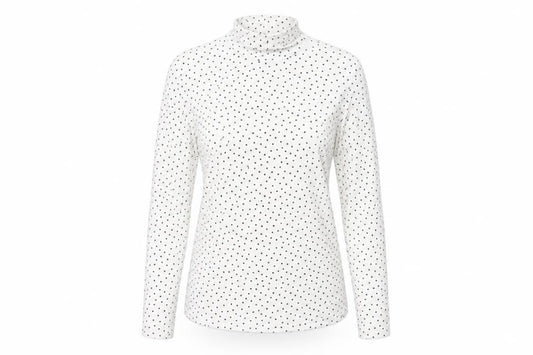 Marks and Spencer Women White Polka Dot High Neck Jersey Top UK 10
