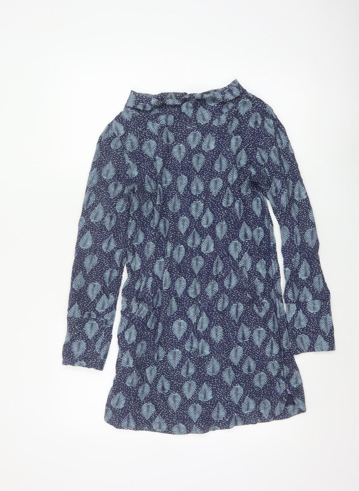 White Stuff Women Blue Leaf Print Cotton Tunic UK 8 Long Sleeve