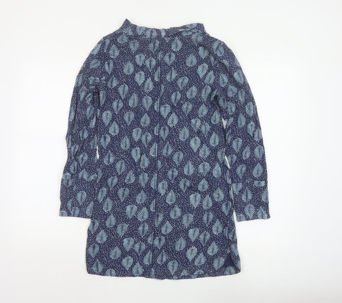 White Stuff Women Blue Leaf Print Cotton Tunic UK 8 Long Sleeve