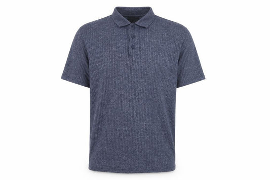 Zara Men’s Blue XL Textured Knit Short Sleeve Polo Shirt