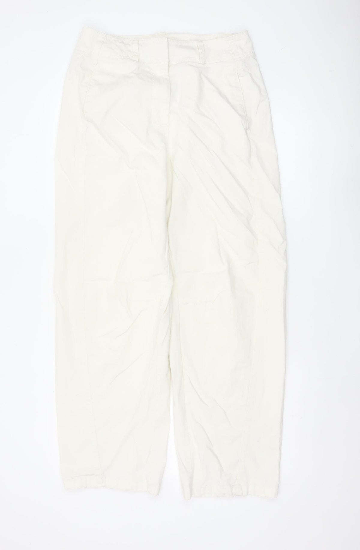 Marks & Spencer Women Ivory Size 12 Regular Tapered Trousers
