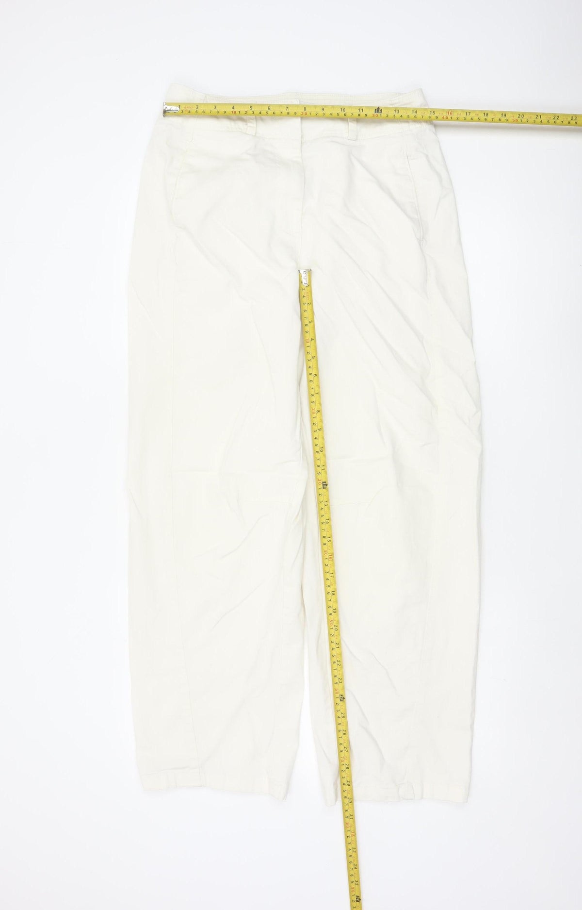 Marks & Spencer Women Ivory Size 12 Regular Tapered Trousers
