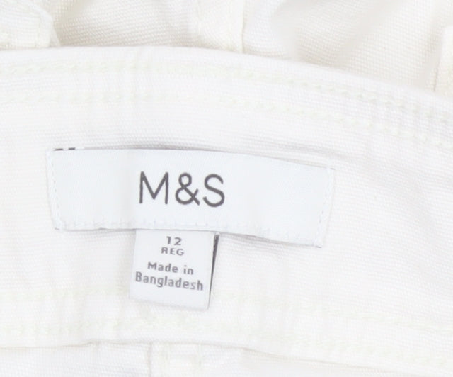 Marks & Spencer Women Ivory Size 12 Regular Tapered Trousers