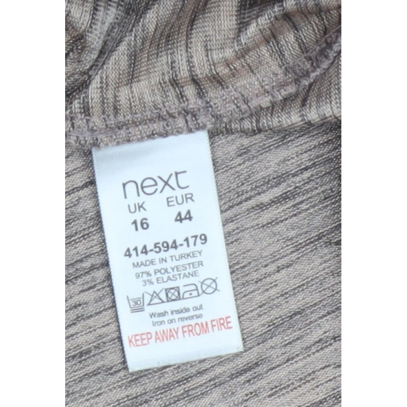 Next Women Beige Metallic V-Neck Long Sleeve Basic Jersey Top UK 16