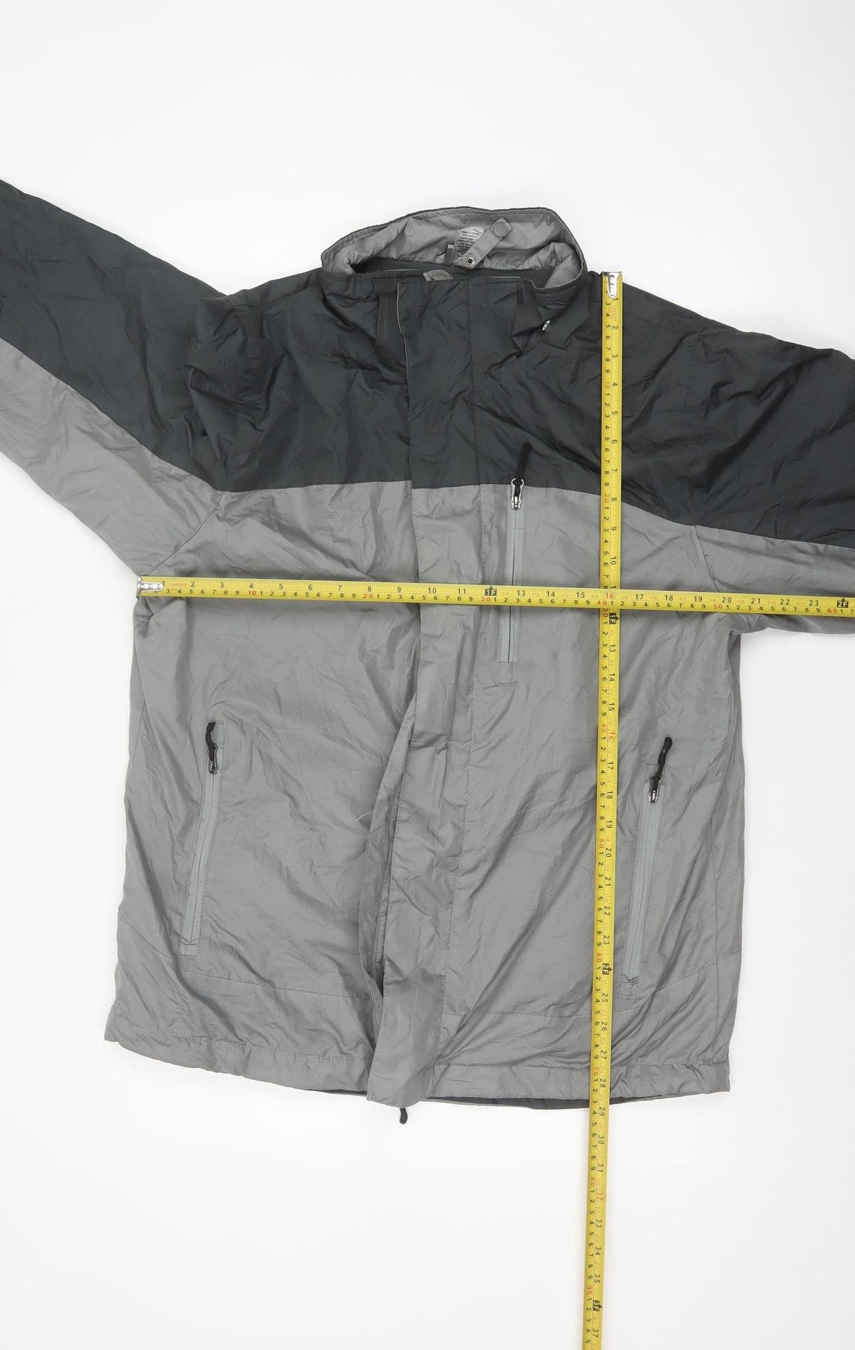 MC Champions Men's Grey M Windbreaker Jacket Hooded Full Zip