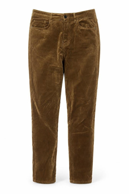 Massimo Dutti Women Brown UK 14 Velvet Slim Straight Trousers