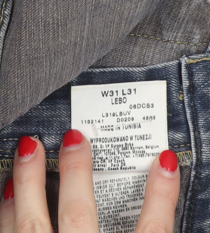 Lee Men's Blue W31 L31 Straight Regular Mid Rise Jeans
