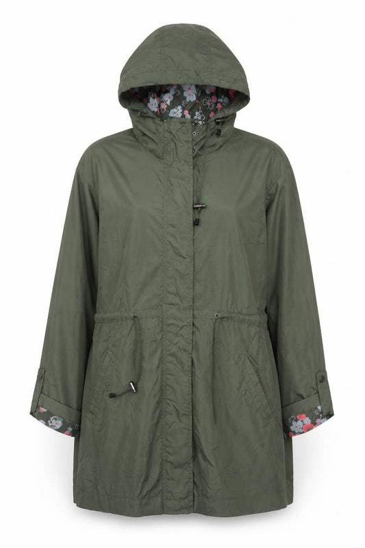 TU Women’s Green Size 16 Hooded Lightweight Parka Jacket Floral Trim