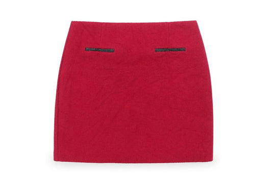 Marks & Spencer Women Red UK 10 Wool Pencil Mini Skirt Zip