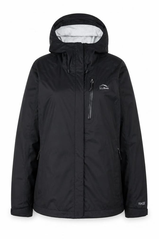 L.L.Bean Women’s Black L Petite TEK2 Hooded Waterproof Rain Jacket