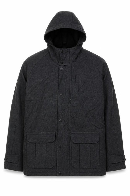 Next Men’s Grey XL Hooded Military Jacket Mid-Length Outdoor Coat