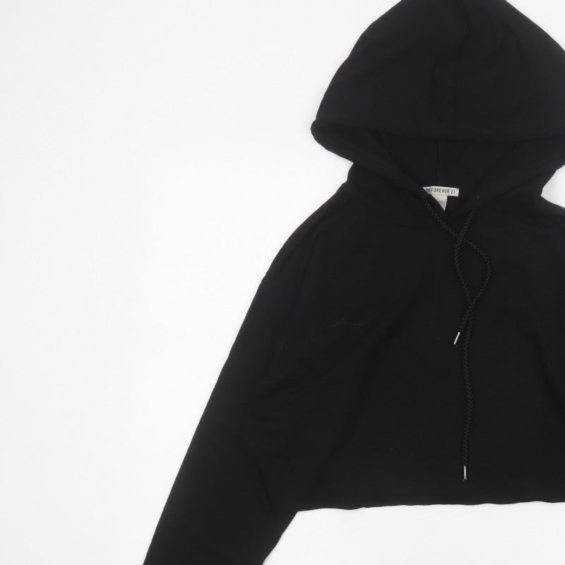 Forever 21 Women’s Black S Cropped Pullover Hoodie Drawstring