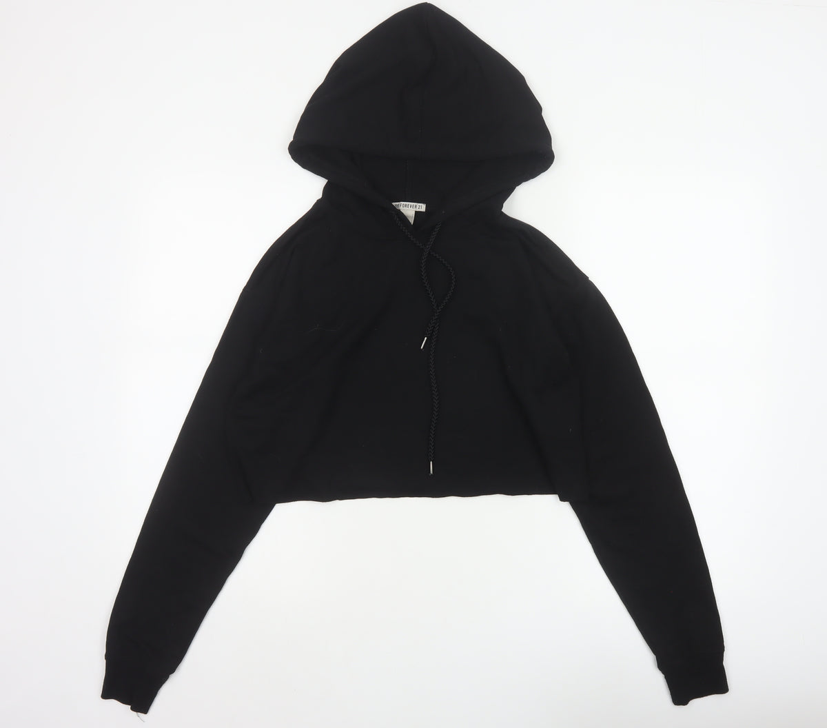 Forever 21 Women’s Black S Cropped Pullover Hoodie Drawstring