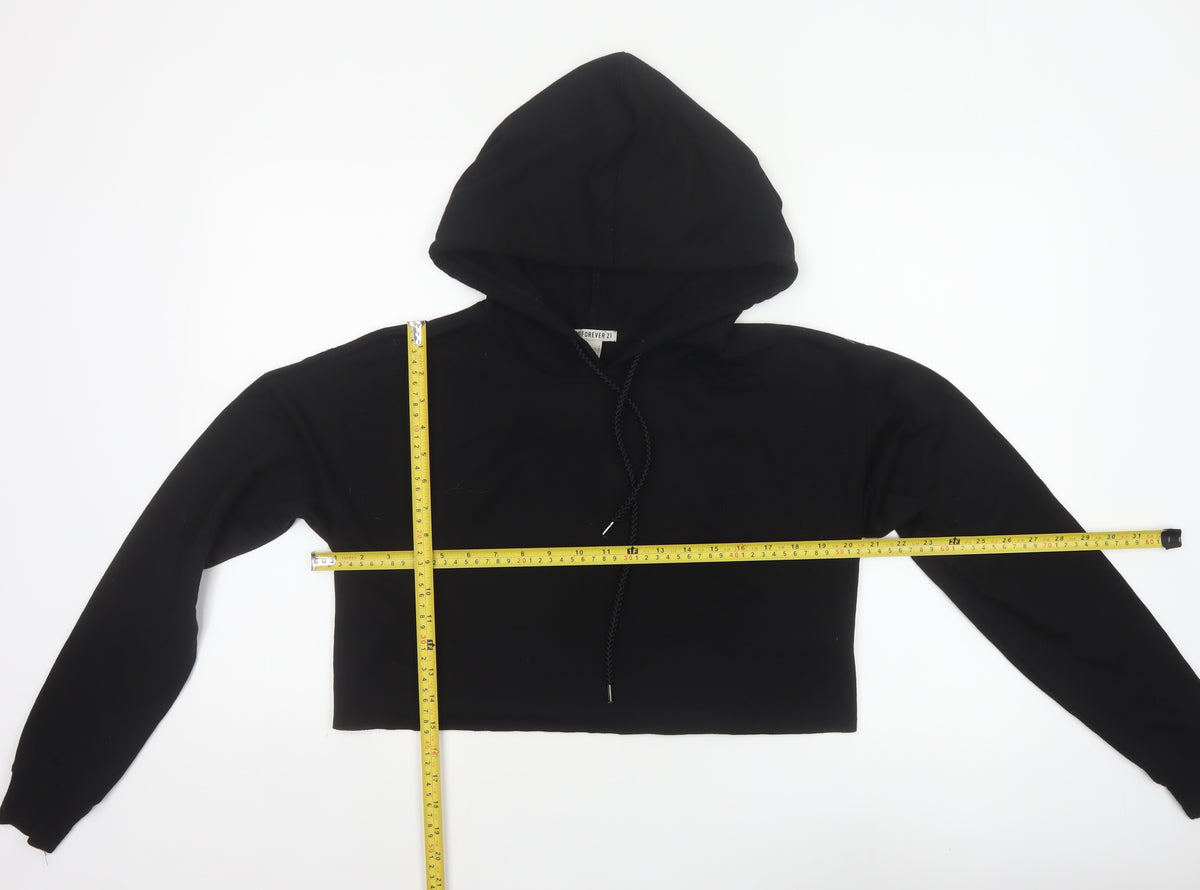 Forever 21 Women’s Black S Cropped Pullover Hoodie Drawstring