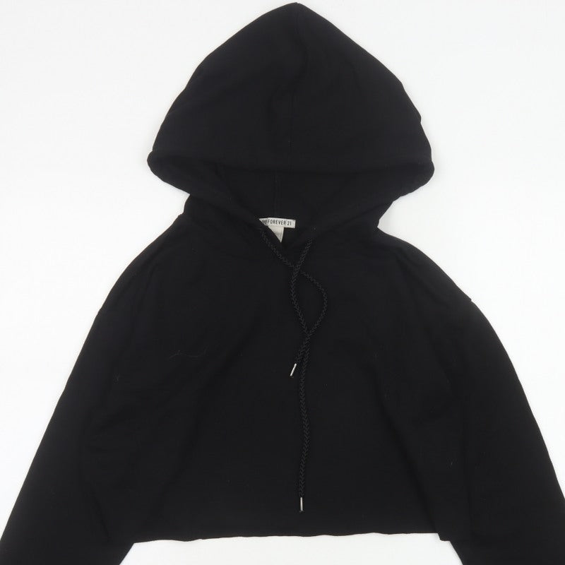 Forever 21 Women’s Black S Cropped Pullover Hoodie Drawstring