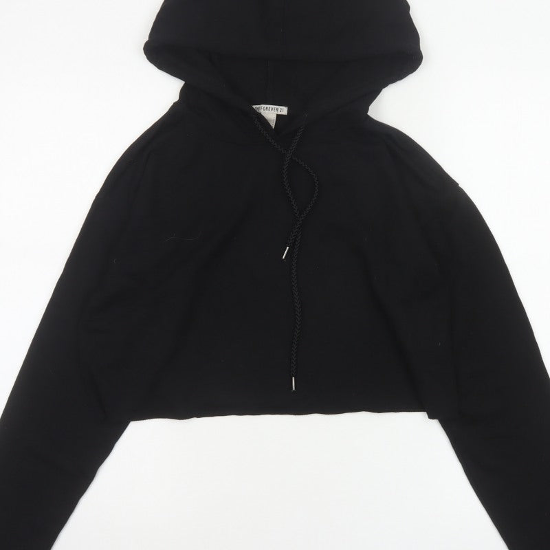 Forever 21 Women’s Black S Cropped Pullover Hoodie Drawstring