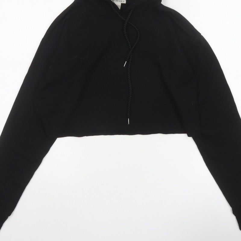 Forever 21 Women’s Black S Cropped Pullover Hoodie Drawstring