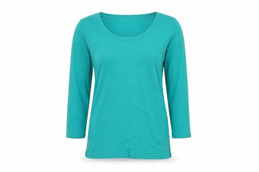 Gap Women Green M Basic Cotton Long Sleeve Scoop Neck T-Shirt
