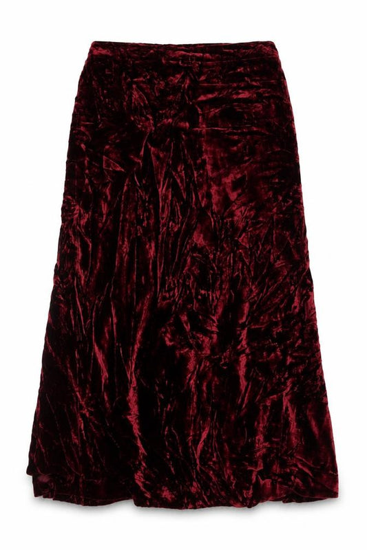 Kaliko Women Red UK 16 Long Flare Velvet Silk Viscose Skirt