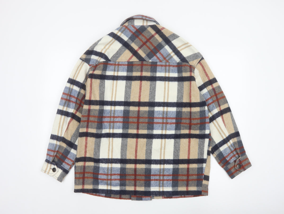 Zara Women’s Multicoloured Plaid Wool Blend Jacket XS Collared