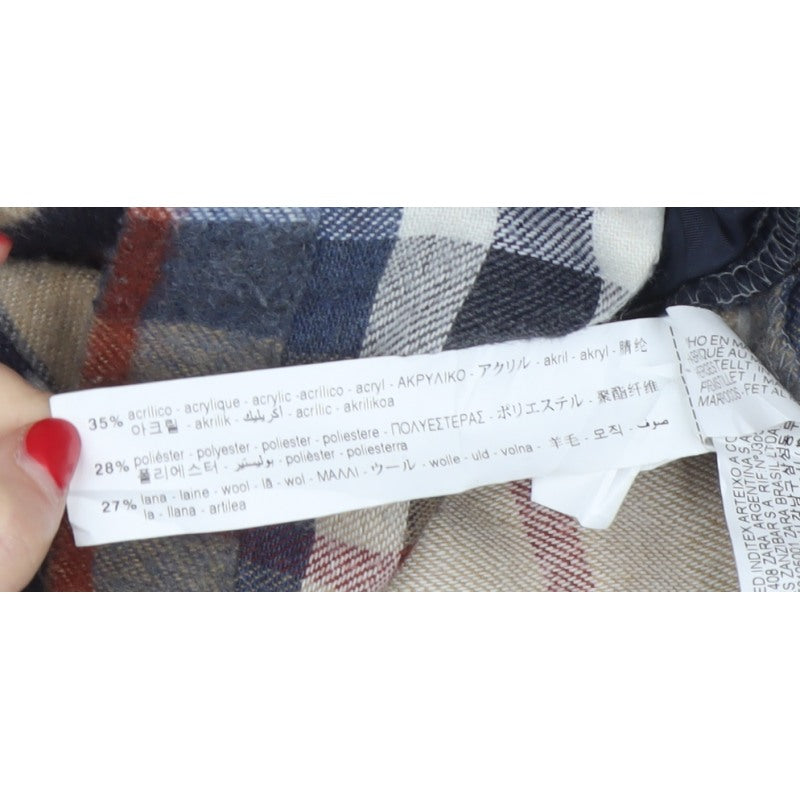 Zara Women’s Multicoloured Plaid Wool Blend Jacket XS Collared